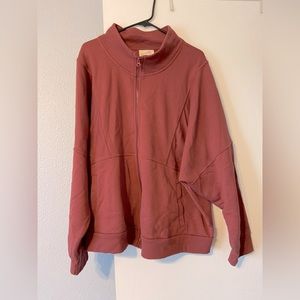 Dusty rose zip up sweatshirt